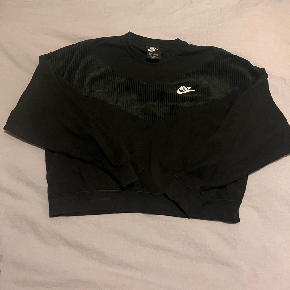 Nike black sweater with velvet design